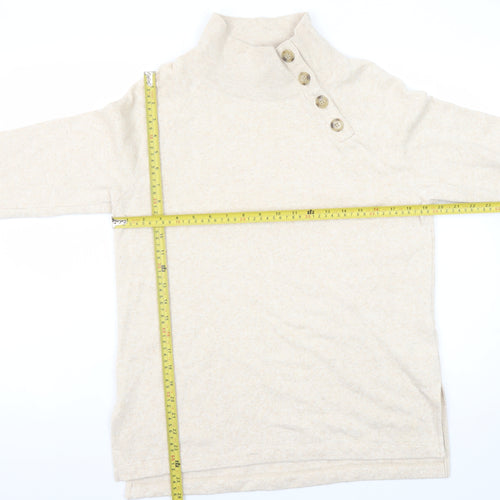 J.Crew Women Beige Button Henley Pullover Sweatshirt XS