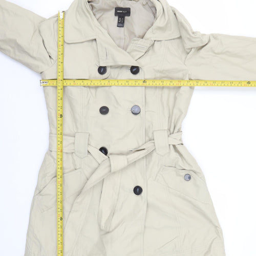 Mango Women Beige Trench Coat Size 12 Belted Classic Mid-Length