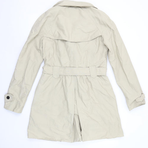 Mango Women Beige Trench Coat Size 12 Belted Classic Mid-Length