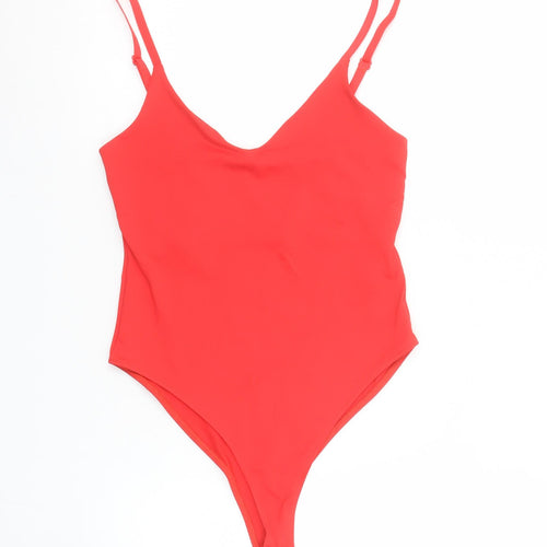 Zara Women Red Bodysuit Size 12 Sleeveless Stretch Jersey One-Piece