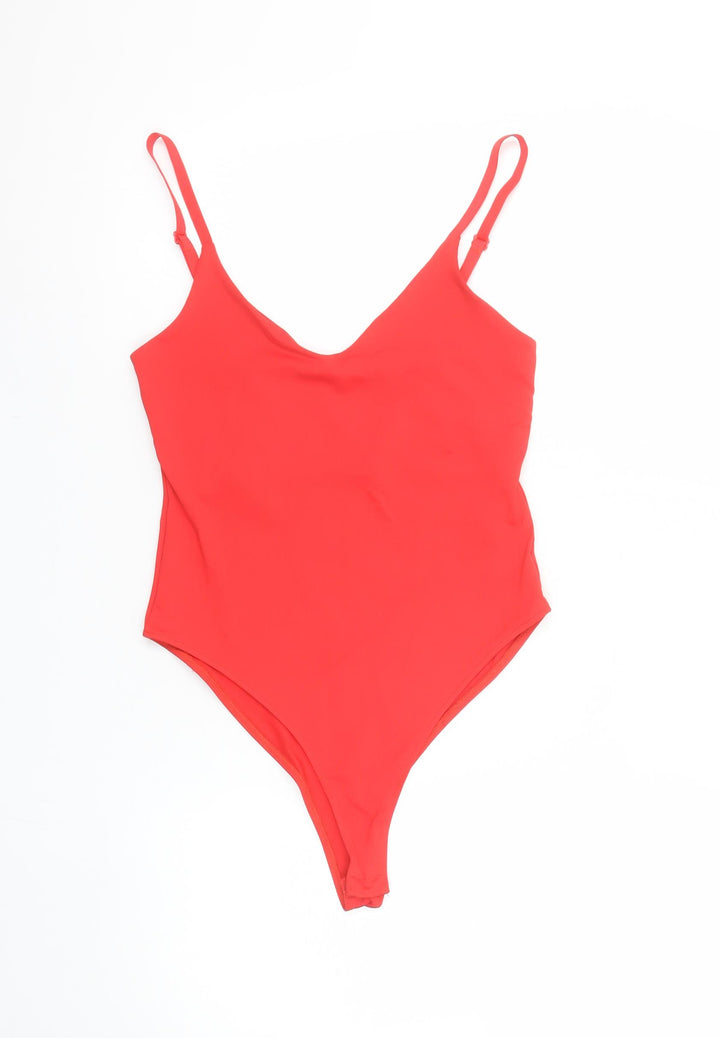 Zara Women Red Bodysuit Size 12 Sleeveless Stretch Jersey One-Piece
