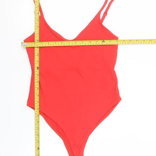 Zara Women Red Bodysuit Size 12 Sleeveless Stretch Jersey One-Piece