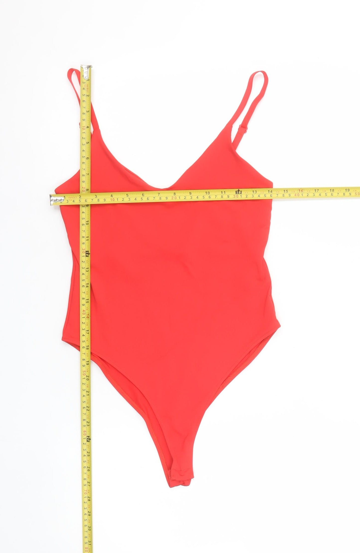 Zara Women Red Bodysuit Size 12 Sleeveless Stretch Jersey One-Piece