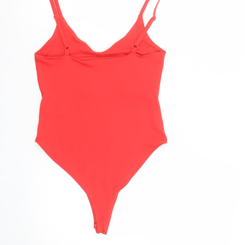 Zara Women Red Bodysuit Size 12 Sleeveless Stretch Jersey One-Piece