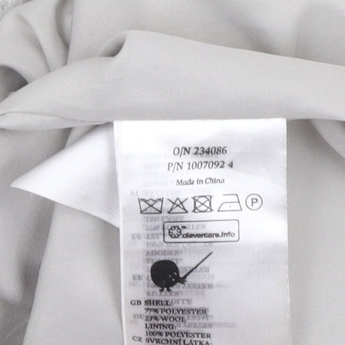 Monki Womens Grey Checked Wool Blend Long Overcoat Size 12