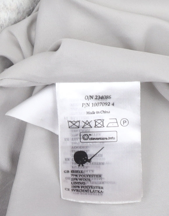 Monki Womens Grey Checked Wool Blend Long Overcoat Size 12