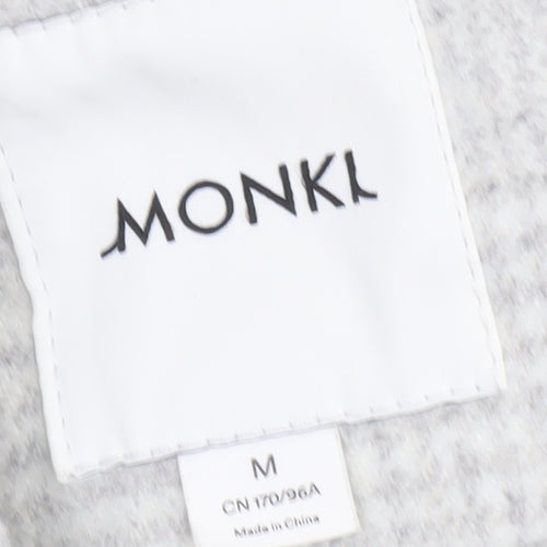 Monki Womens Grey Checked Wool Blend Long Overcoat Size 12