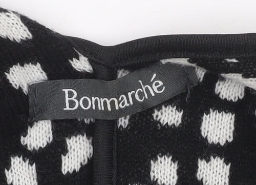 Bonmarché Women Black & White Animal Print Knit Cape One Size