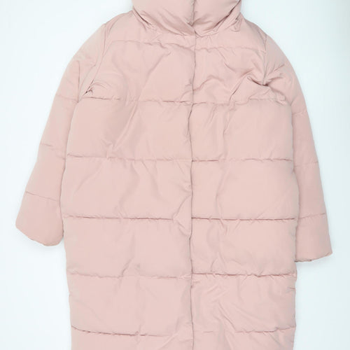 V by Very Womens Pink Long Puffer Coat Size 14 Winter Jacket