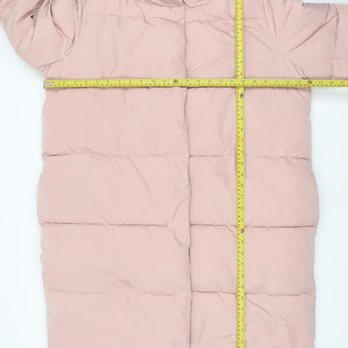 V by Very Womens Pink Long Puffer Coat Size 14 Winter Jacket