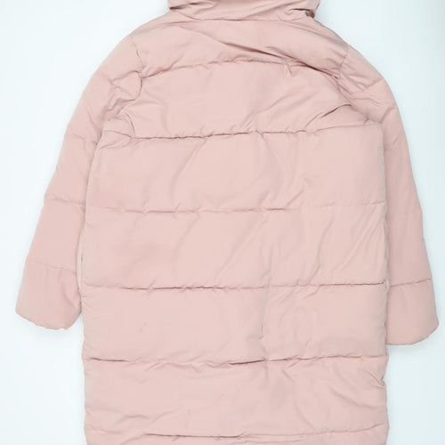 V by Very Womens Pink Long Puffer Coat Size 14 Winter Jacket