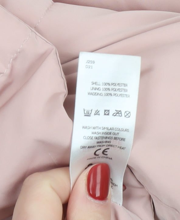 V by Very Womens Pink Long Puffer Coat Size 14 Winter Jacket
