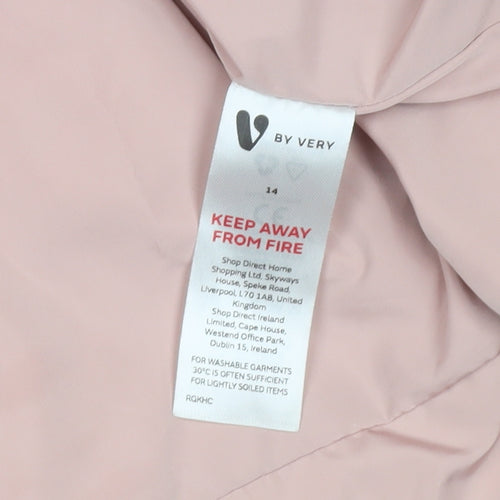 V by Very Womens Pink Long Puffer Coat Size 14 Winter Jacket