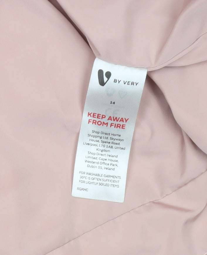V by Very Womens Pink Long Puffer Coat Size 14 Winter Jacket