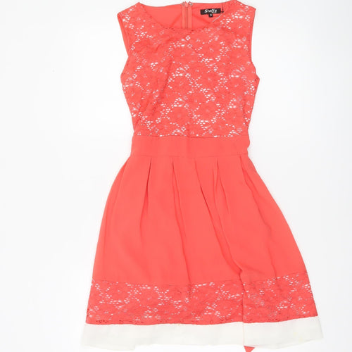 Stella Morgan Women’s Coral Pink Fit & Flare Lace Dress Size 10