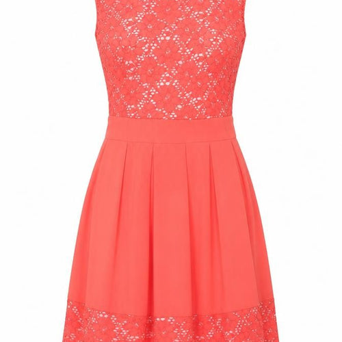 Stella Morgan Women’s Coral Pink Fit & Flare Lace Dress Size 10