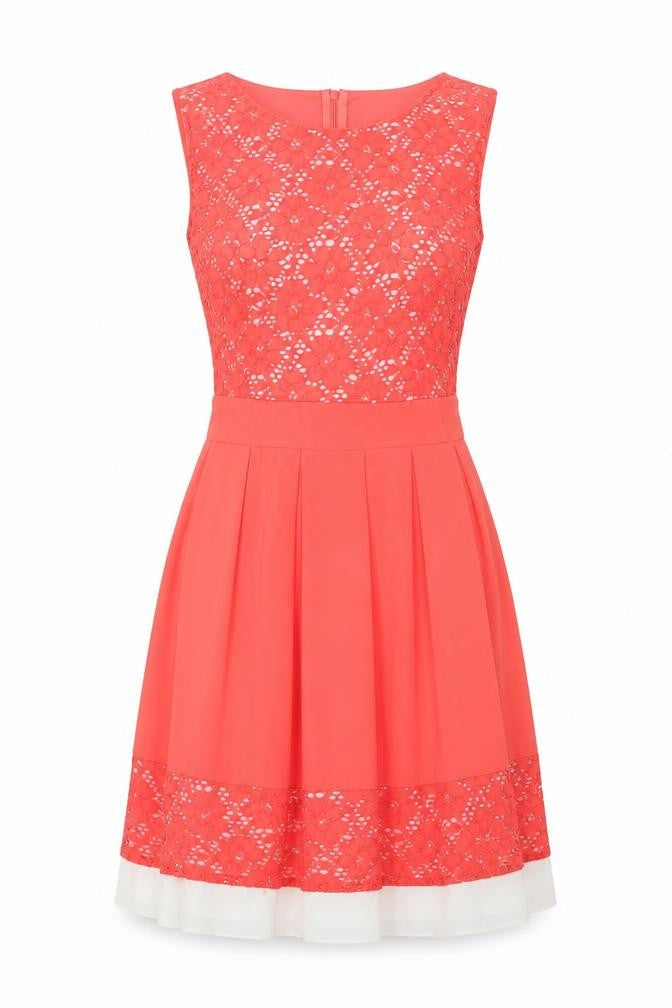 Stella Morgan Women’s Coral Pink Fit & Flare Lace Dress Size 10