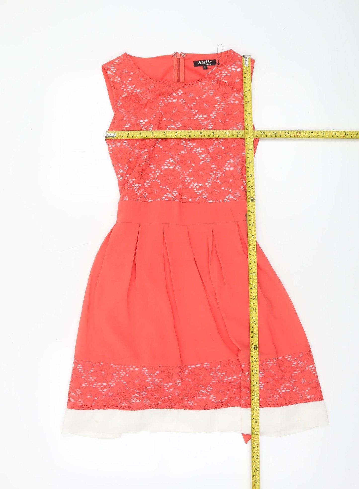 Stella Morgan Women’s Coral Pink Fit & Flare Lace Dress Size 10