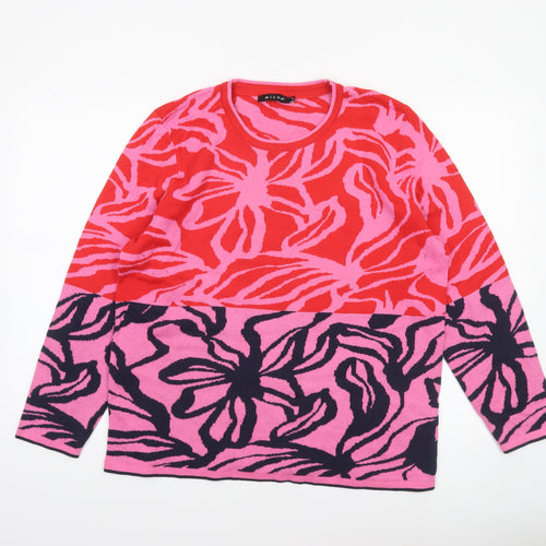 Micha Women’s Pink Floral Knit Pullover Jumper XL