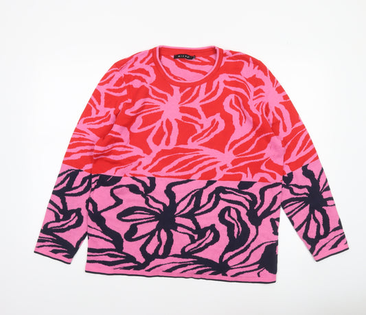 Micha Women’s Pink Floral Knit Pullover Jumper XL