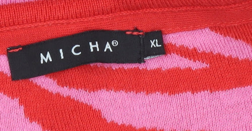 Micha Women’s Pink Floral Knit Pullover Jumper XL