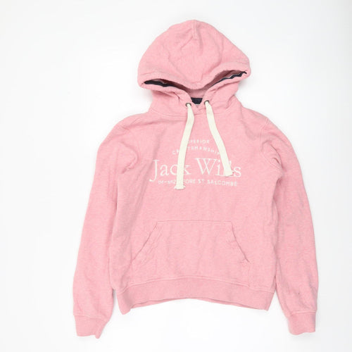 Jack Wills Women Pink Cotton Pullover Hoodie UK 10