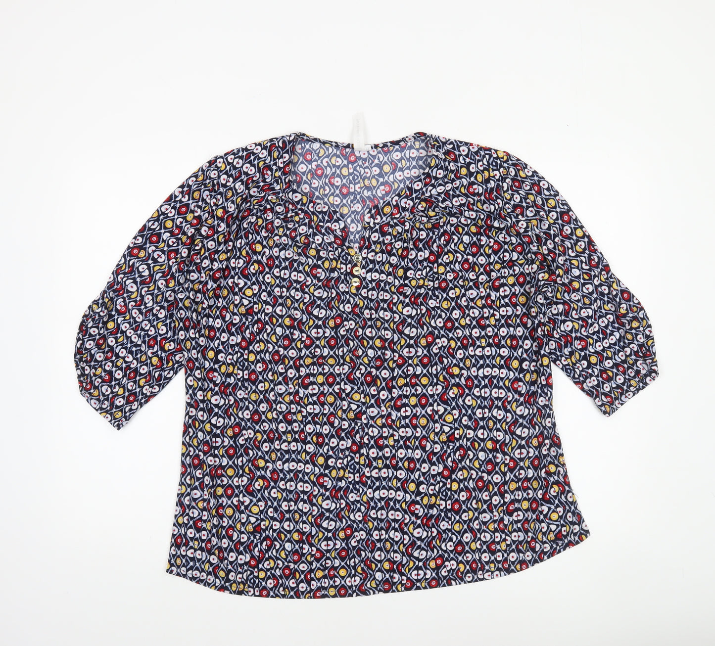 Claire Fontayne Women’s Multicoloured XL Geometric V-Neck 3/4 Sleeve Tunic Blouse