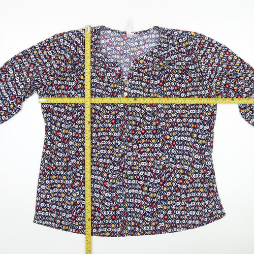 Claire Fontayne Women’s Multicoloured XL Geometric V-Neck 3/4 Sleeve Tunic Blouse