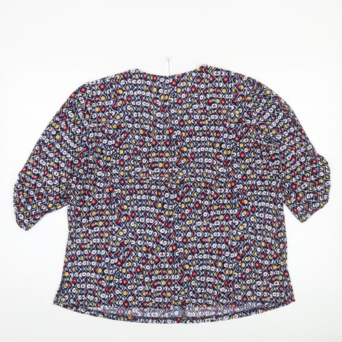 Claire Fontayne Women’s Multicoloured XL Geometric V-Neck 3/4 Sleeve Tunic Blouse