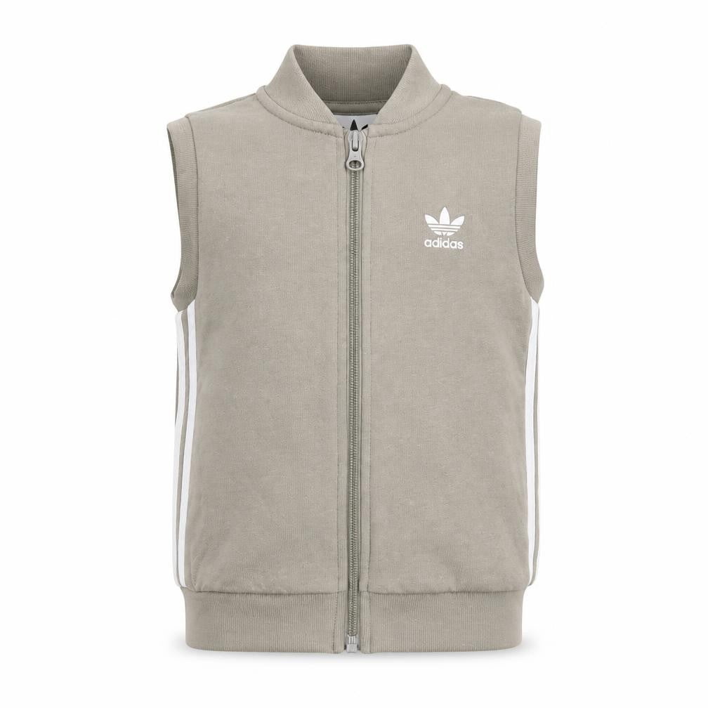 Adidas Boys Green Sleeveless Track Jacket 2-3 Years Full Zip Lightweight