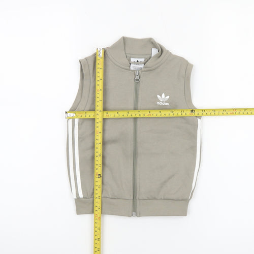 Adidas Boys Green Sleeveless Track Jacket 2-3 Years Full Zip Lightweight