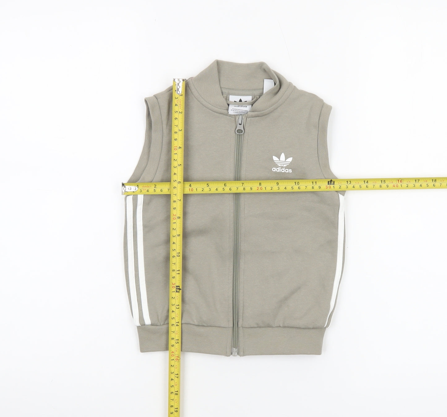 Adidas Boys Green Sleeveless Track Jacket 2-3 Years Full Zip Lightweight