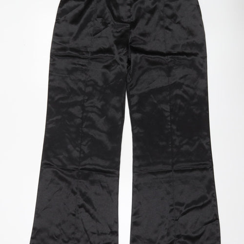 D&M Womens Black Satin Dress Pants Size L Straight Leg Trousers