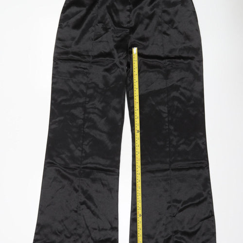 D&M Womens Black Satin Dress Pants Size L Straight Leg Trousers