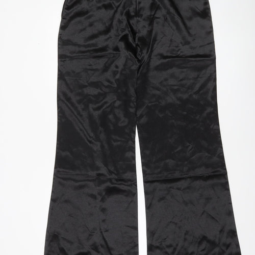 D&M Womens Black Satin Dress Pants Size L Straight Leg Trousers