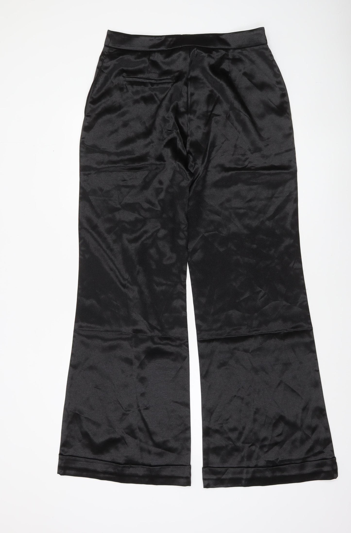 D&M Womens Black Satin Dress Pants Size L Straight Leg Trousers