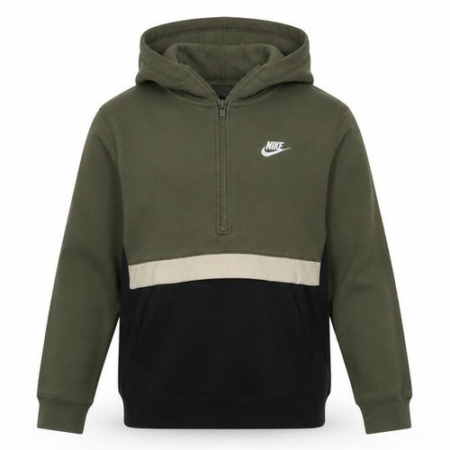 Nike Boys Green & Black 1/2 Zip Hoodie XL 158-170cm Cotton Blend Standard Fit