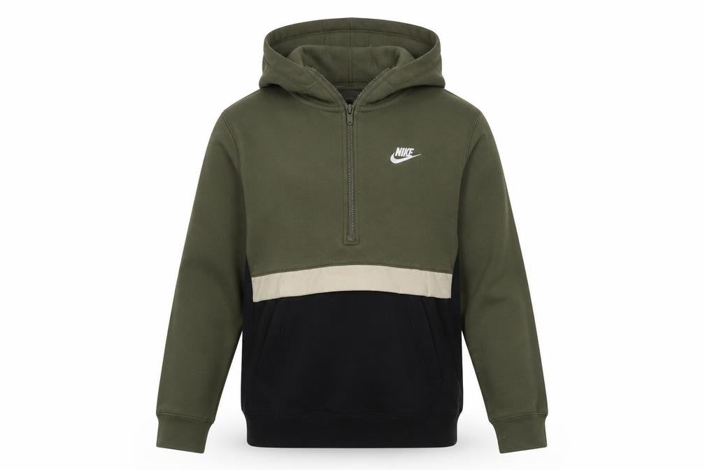 Nike Boys Green & Black 1/2 Zip Hoodie XL 158-170cm Cotton Blend Standard Fit