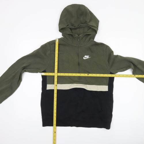Nike Boys Green & Black 1/2 Zip Hoodie XL 158-170cm Cotton Blend Standard Fit