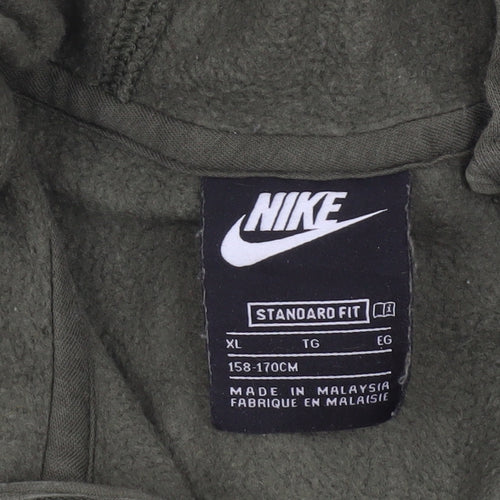 Nike Boys Green & Black 1/2 Zip Hoodie XL 158-170cm Cotton Blend Standard Fit