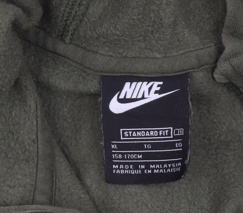 Nike Boys Green & Black 1/2 Zip Hoodie XL 158-170cm Cotton Blend Standard Fit