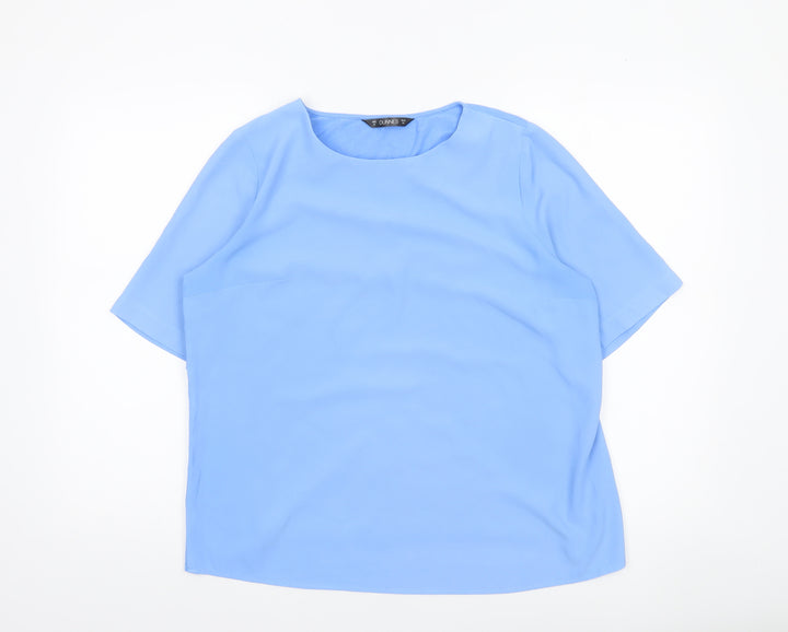Dunnes Women Light Blue Short Sleeve Polyester Blouse M