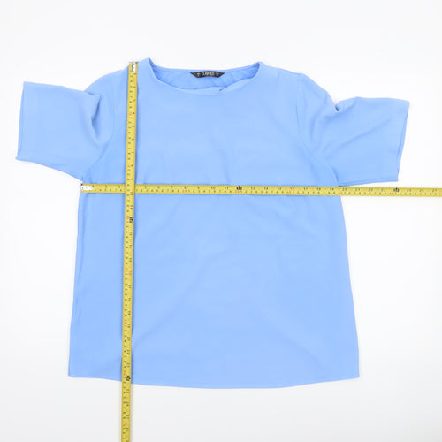 Dunnes Women Light Blue Short Sleeve Polyester Blouse M