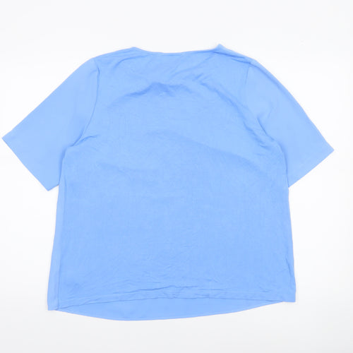 Dunnes Women Light Blue Short Sleeve Polyester Blouse M