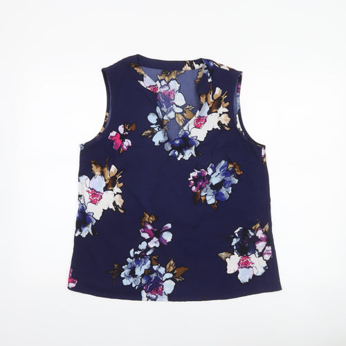 Vero Moda Womens Blue Floral Sleeveless Blouse M