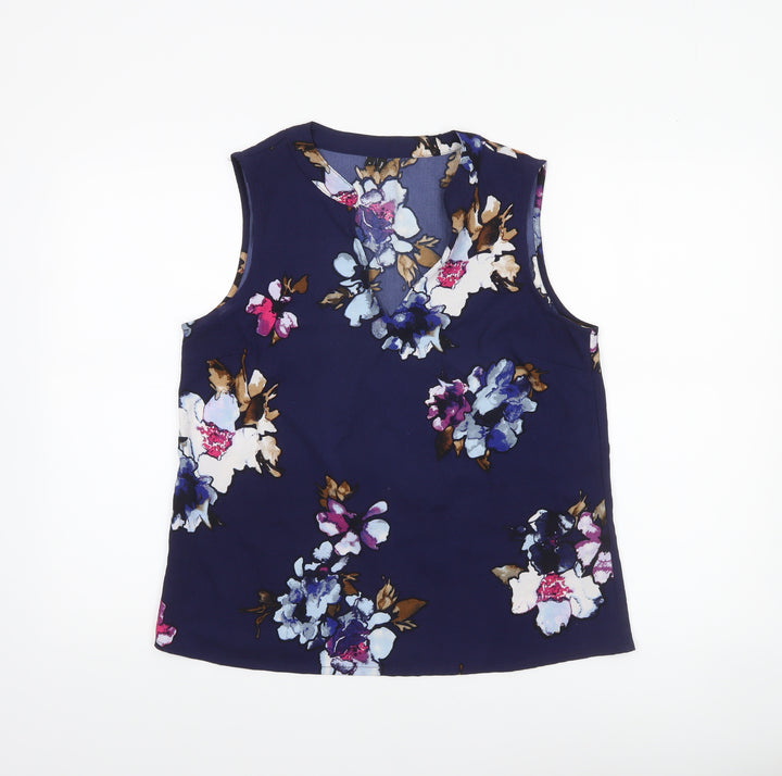 Vero Moda Womens Blue Floral Sleeveless Blouse M