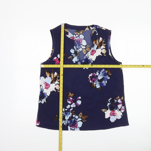 Vero Moda Womens Blue Floral Sleeveless Blouse M