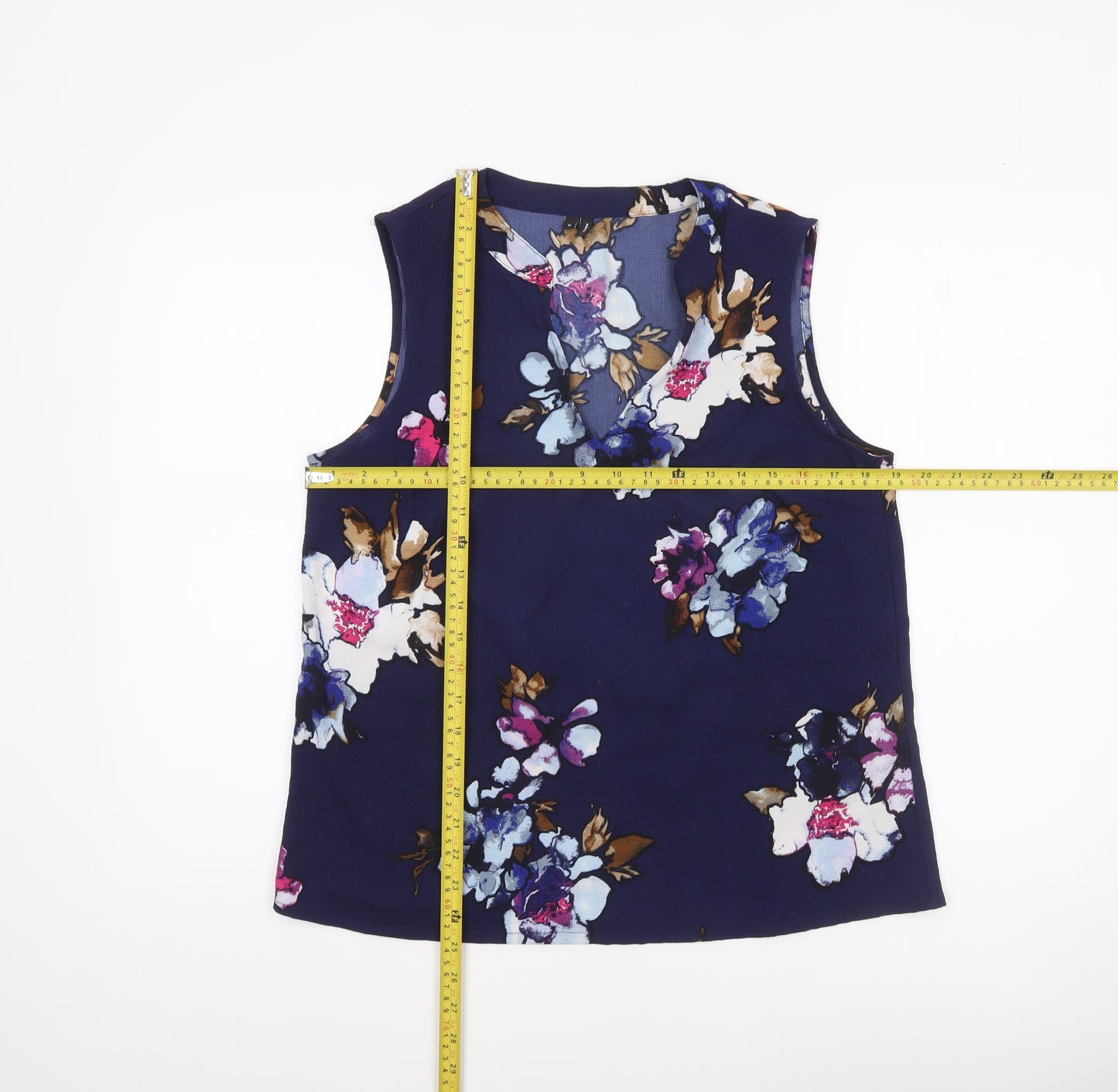 Vero Moda Womens Blue Floral Sleeveless Blouse M