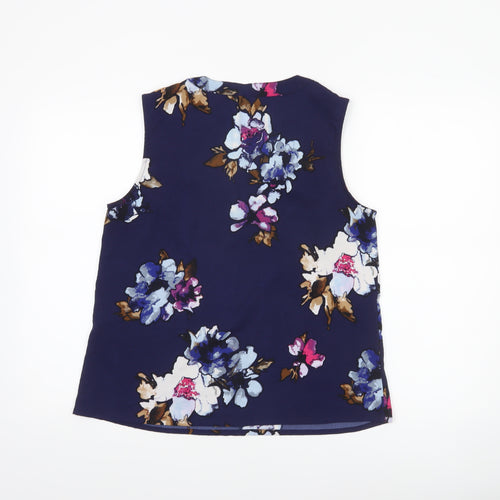 Vero Moda Womens Blue Floral Sleeveless Blouse M