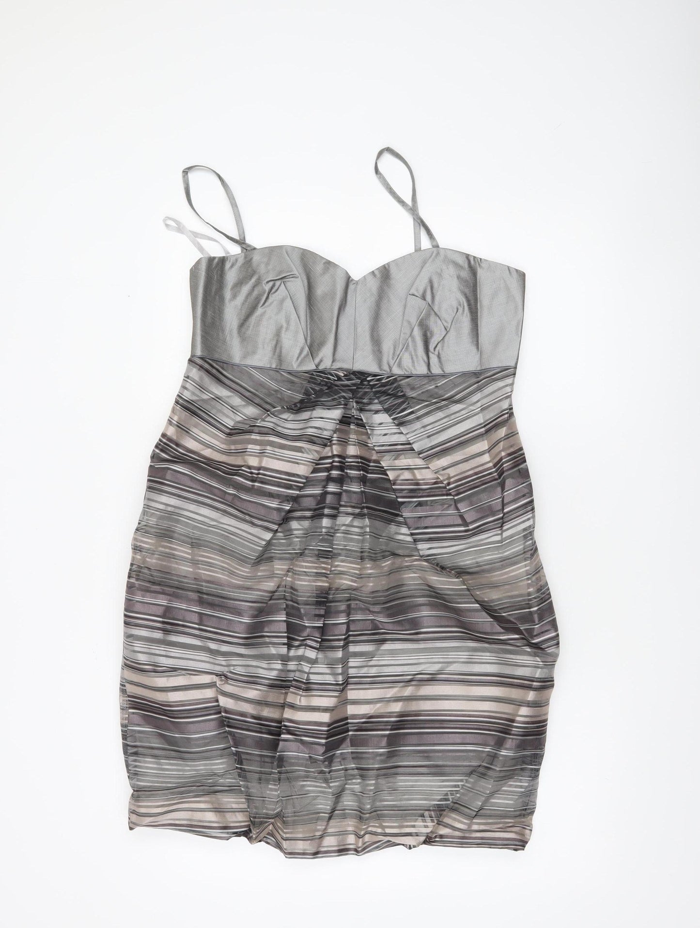 Principles Womens Grey Striped Bodycon Dress Size 14 Party Cocktail